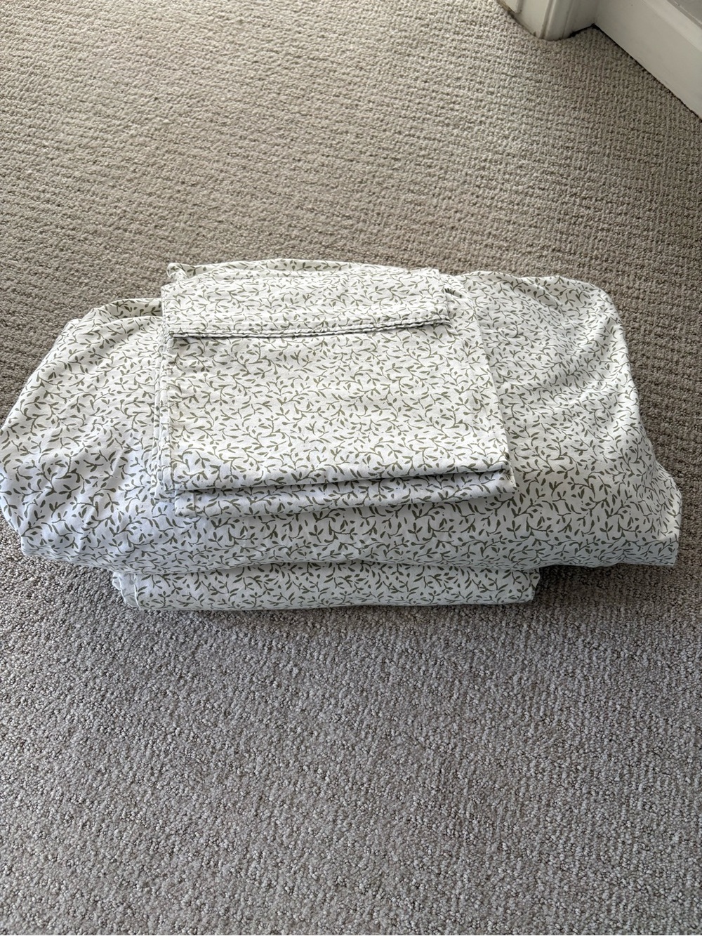 Threshold White Cotton Sheet Set with Olive Leaf Print